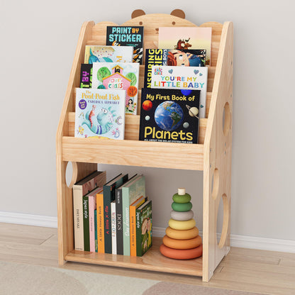 Woodtoe 5 Tier Montessori Bookshelf with Toy Storage, Large Toddler Bookshelf with Chalkboard, Baby