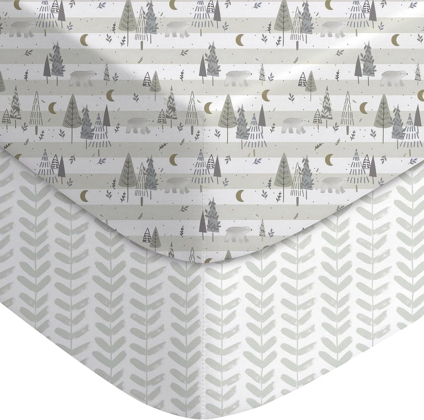 Yoofoss Baby Crib Sheets 2 Pack for Boys and Girls - 52x28 Fitted Crib Sheet Neutral Fits for