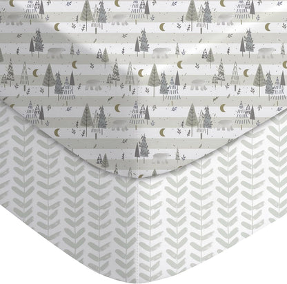 Yoofoss Baby Crib Sheets 2 Pack for Boys and Girls - 52x28 Fitted Crib Sheet Neutral Fits for