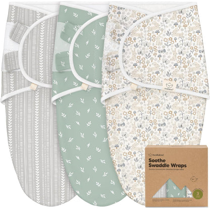 KeaBabies 3-Pack Organic Baby Swaddle Sleep Sacks - Swaddles for Newborns, Infant 0-3 Months, Baby