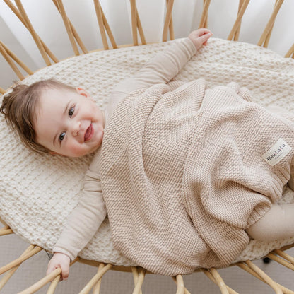 Heritage Knit 100% Organic Cotton Baby Swaddle Blanket for Boys and Girls - Soft Warm Cozy Unisex