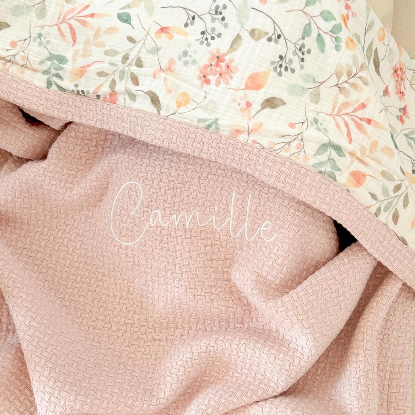 Personalized Baby Blanket with Name – Handmade 100% Organic Cotton Newborn Gift | Custom Knit