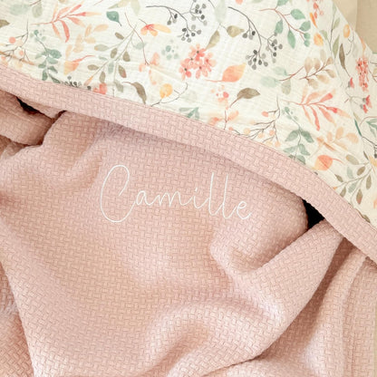 Personalized Baby Blanket with Name – Handmade 100% Organic Cotton Newborn Gift | Custom Knit