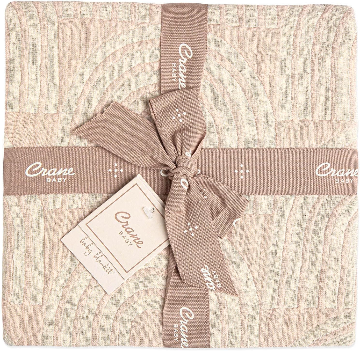 Crane Baby Blanket, Soft Cotton Jacquard Nursery and Stroller Blanket for Boys and Girls, Rainbow