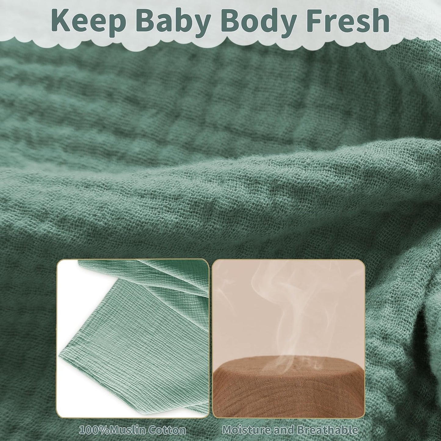 Muslin Swaddle Blankets for Newborn, 2 Pack Breathable Soft Receiving Blanket, Large 41 x 41 inches