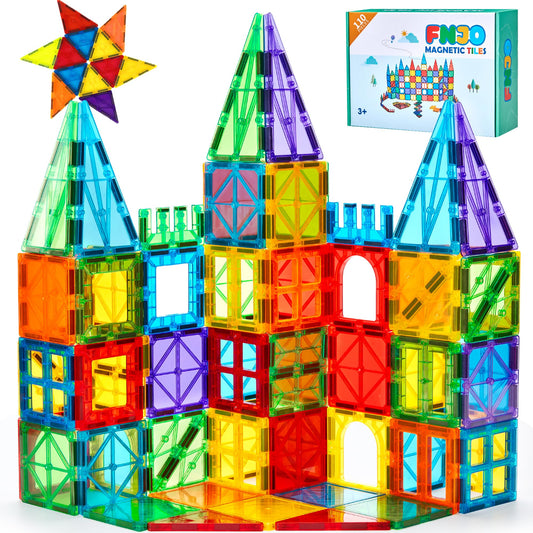 FNJO Magnetic Tiles, 110PCS Magnet Building Set, Magnetic Building Blocks, Construction STEM