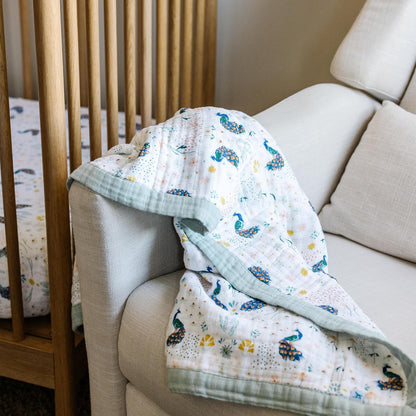 Little Unicorn Newborn Receiving Quilt | Ultra- Soft, Multi-Layered Muslin Fabric | Gift for