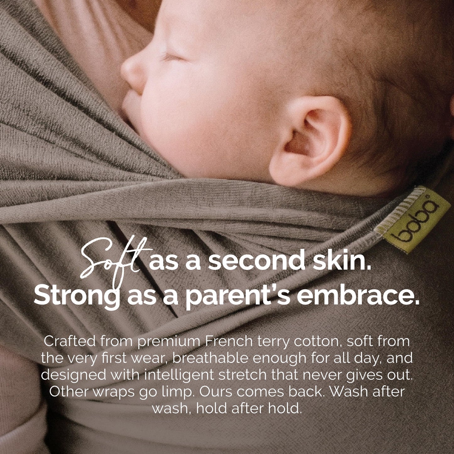 Boba Baby Wrap Carrier - Stretch Cotton Newborn Sling, Grey