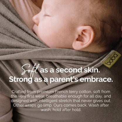 Boba Baby Wrap Carrier - Stretch Cotton Newborn Sling, Grey
