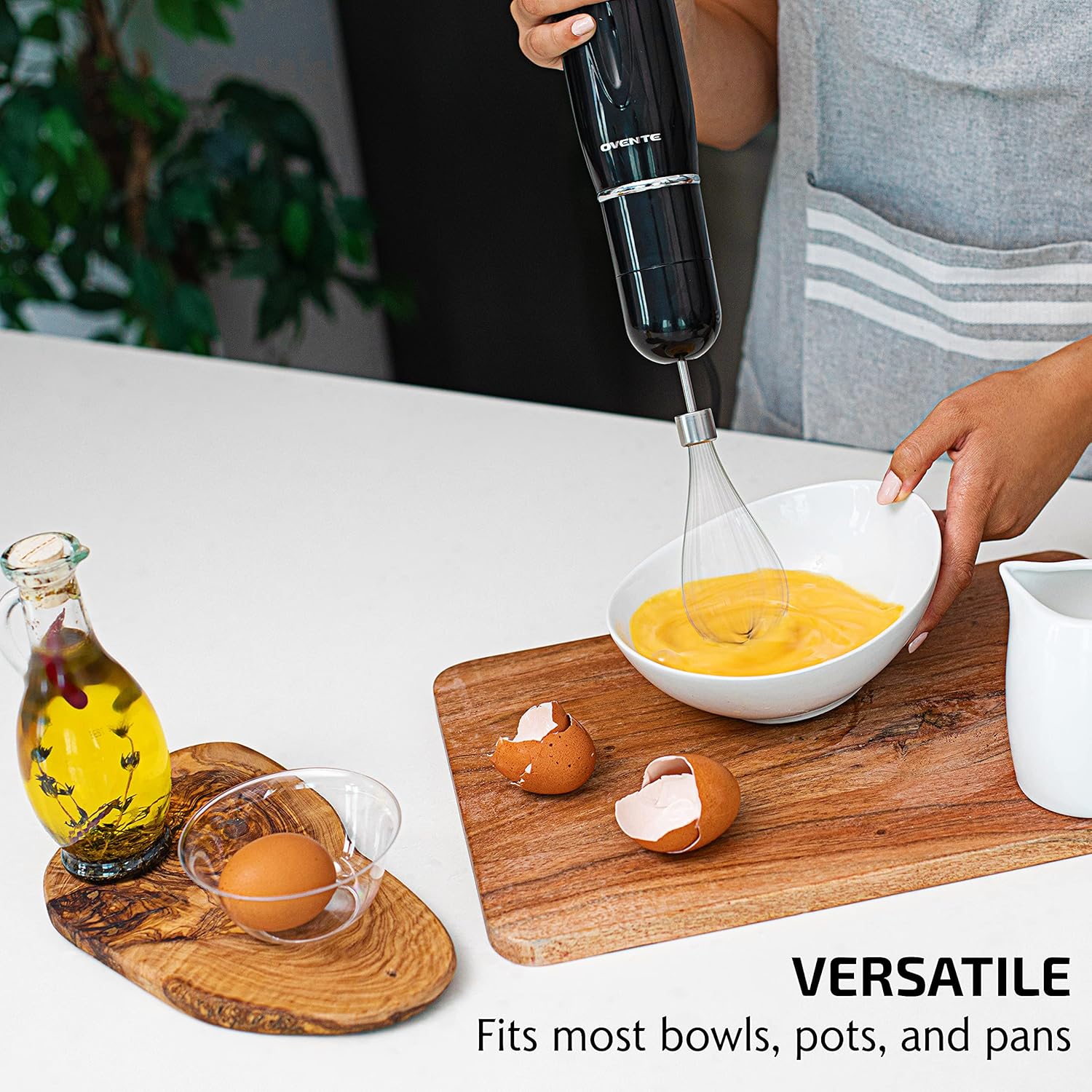 OVENTE Immersion Hand Blender, 300W Electric Handheld Portable Stick Mixer Set with 2 Mixing Speed