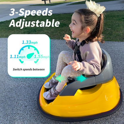 Baby Bumper Car, 6V Electric Kids Bumper Car for Toddlers with Remote Control, Bluetooth - Yellow