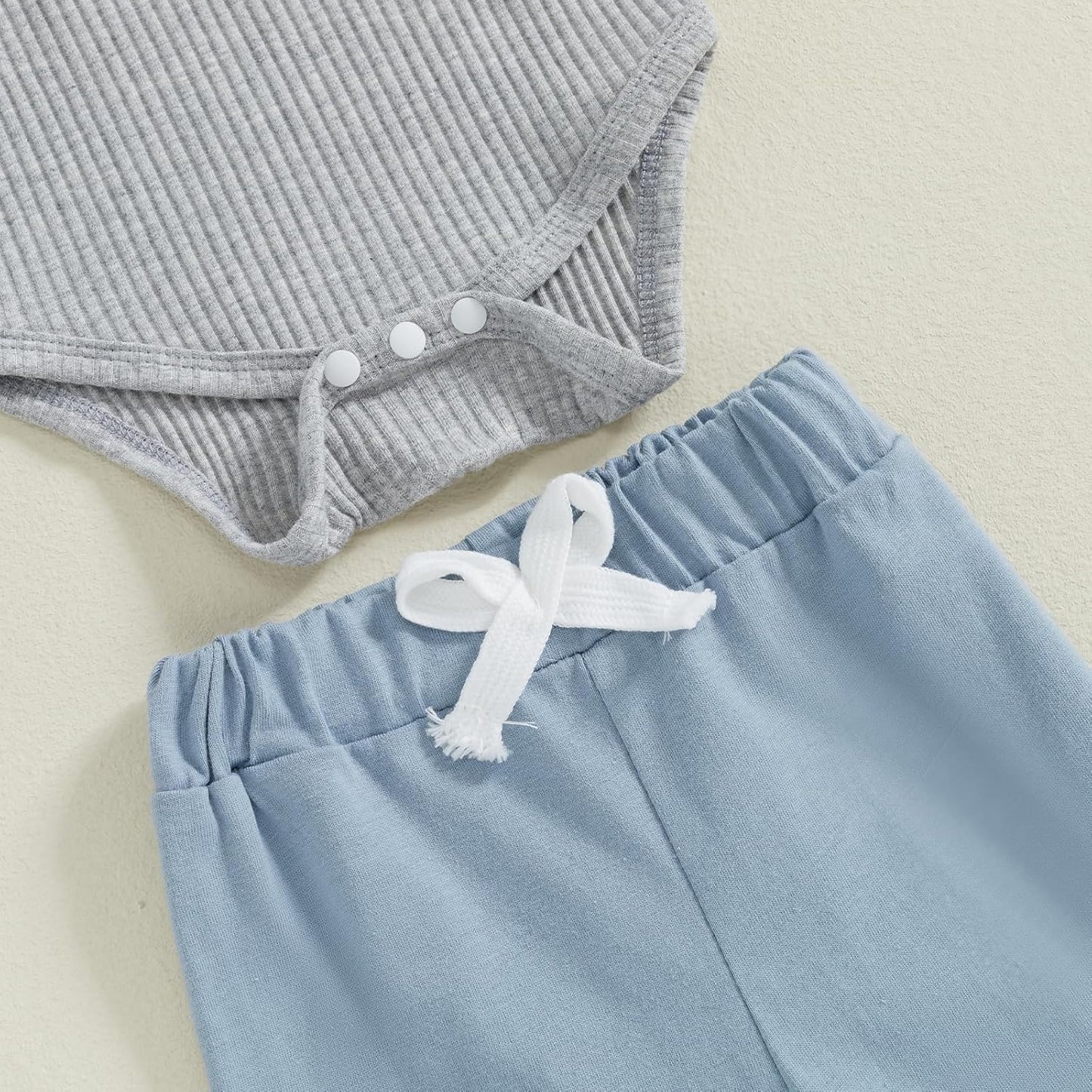 fhutpw Baby Boy Clothes 3 6 12 18 Months Ribbed Knitted Long Sleeve Romper and Pants Sets Newborn Fall Splicing Color Outfits