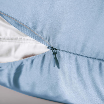Mulberry Silk Pillowcase for Hair and Skin,Cooling Silk Pillow Case with Hidden Zipper,Allergen Proof Dual Sides Soft Breathable Smooth Silk Pillow Cover for Women (Light Blue,King)
