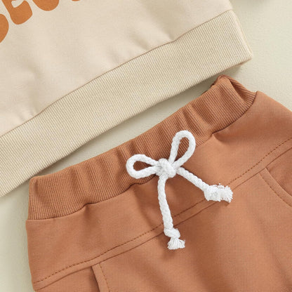 Kupretty Toddler Baby Boy Fall Winter Clothes Color Block Long Sleeve Sweatshirt Pullover Tops + Joggers Pants Outfit Set