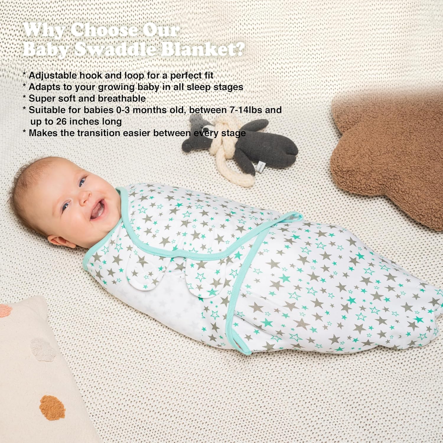 Bublo Baby Preemie Swaddles 4-7 lbs - 3-Pack Premature Babies Swaddle Sleep Sack - Premature Infant