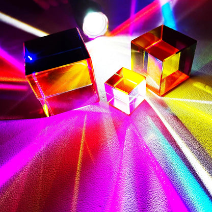 Mixing Colors Cube with Display Stand Diamond Polished, Scientific and Educational Toys, Gorgeous Physics Toys Satisfying Silent Desk Toysize60mm