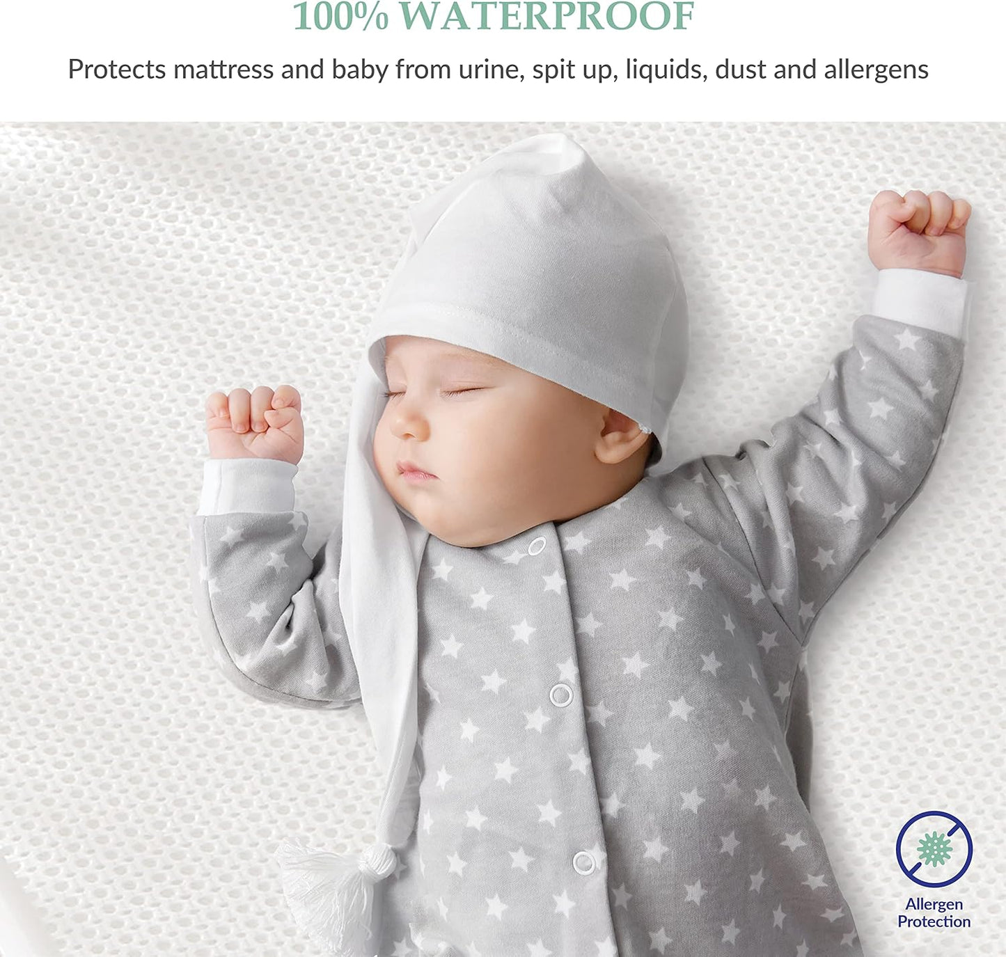 Breathable Mini Crib Waterproof Mattress Protector Pad- Hypoallergenic - Noiseless - Washable- Breath Easy, Babies and Toddlers, Lab Tested - Mini Crib Size 24"X38" by Slumberfy