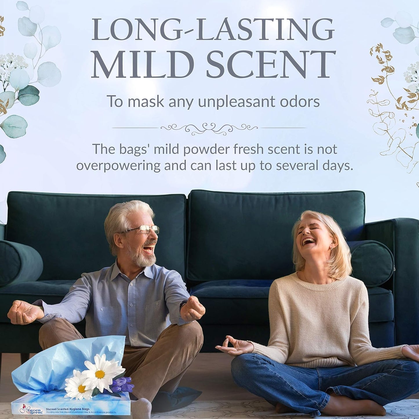 Heaven Scent Hygiene Bags 1.5MIL ULTRA-THICK Discreet Waste Disposal | Made in the USA | Mild Baby Powder Scented Trash Bags for Adult Briefs & Feminine Products - Large, 35 Bags