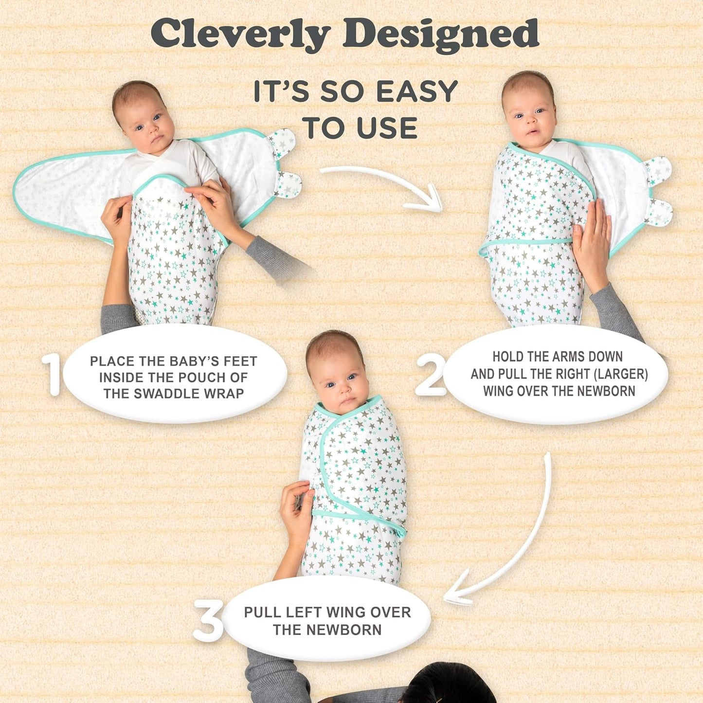 Bublo Baby Preemie Swaddles 4-7 lbs - 3-Pack Premature Babies Swaddle Sleep Sack - Premature Infant