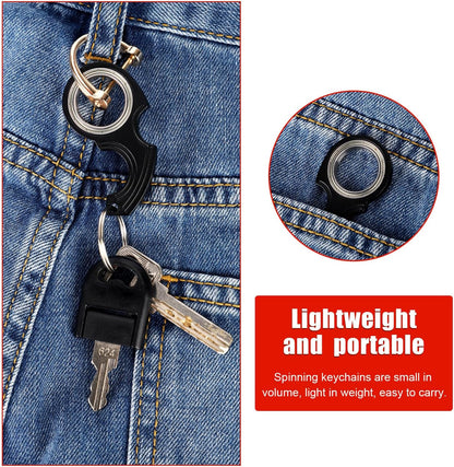 2pcs Key Chain Spinner Toys 0.67" Inner Diameter with 2pcs Key Rings, Finger Fidget Keychain Key