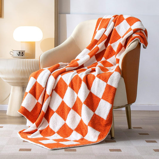 SeaRoomy CheckeredThrow Blanket, Soft Fluffy Microfiber Knit Throw Blanket for Couch Bed, Warm Cozy