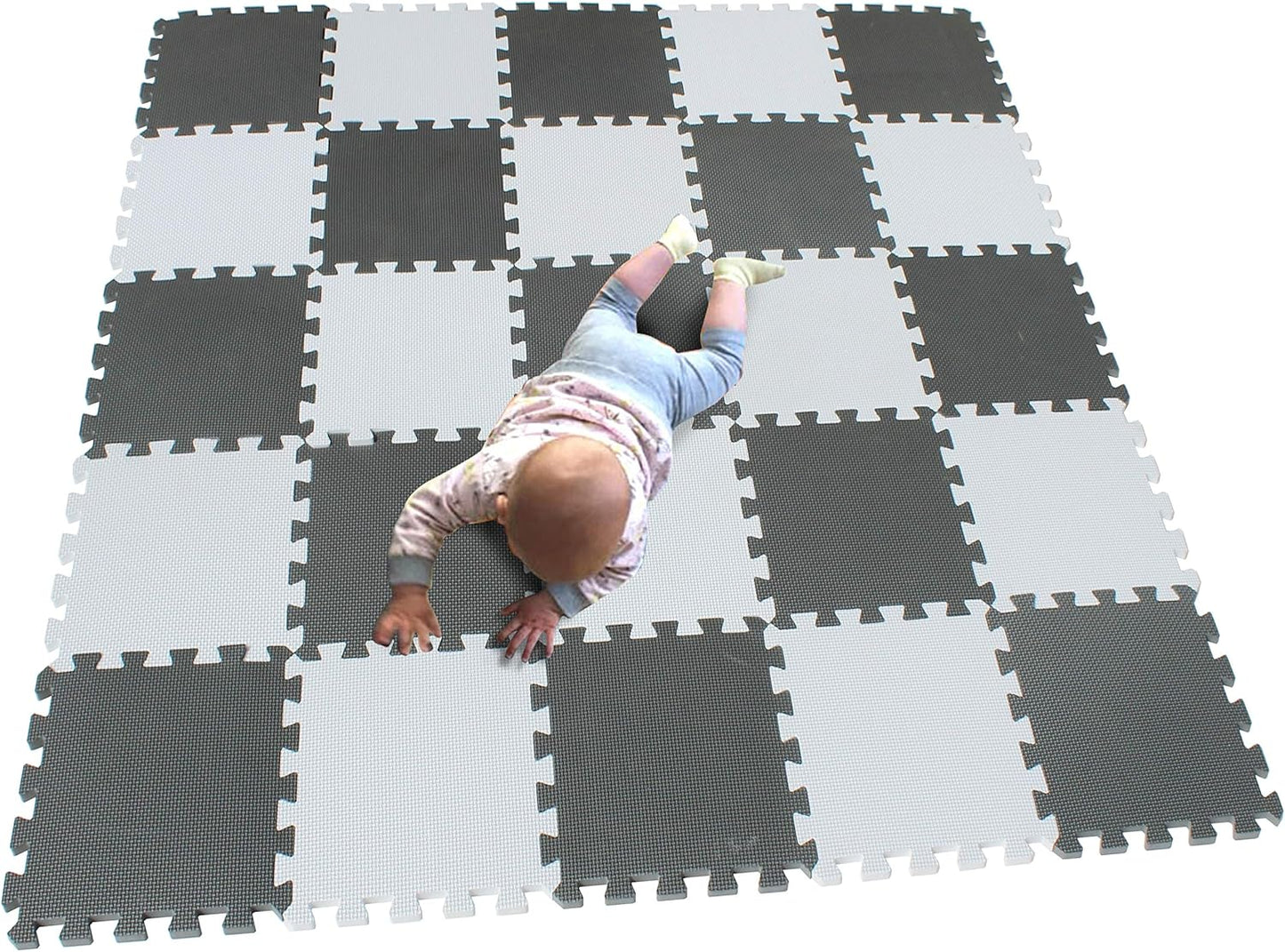 MQIAOHAM® 25 Pieces Puzzle Play Mats, Soft Baby Play Mat, Kids Interlocking Foam Floor Tiles, Toddlers Carpet Playmats G301025-101112