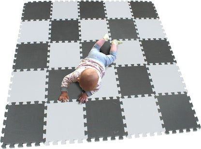 MQIAOHAM® 25 Pieces Puzzle Play Mats, Soft Baby Play Mat, Kids Interlocking Foam Floor Tiles, Toddlers Carpet Playmats G301025-101112