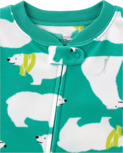 Simple Joys by Carter's Toddlers and Baby Boys' Loose-Fit Flame Resistant Fleece Footed Pajamas, Pack of 3