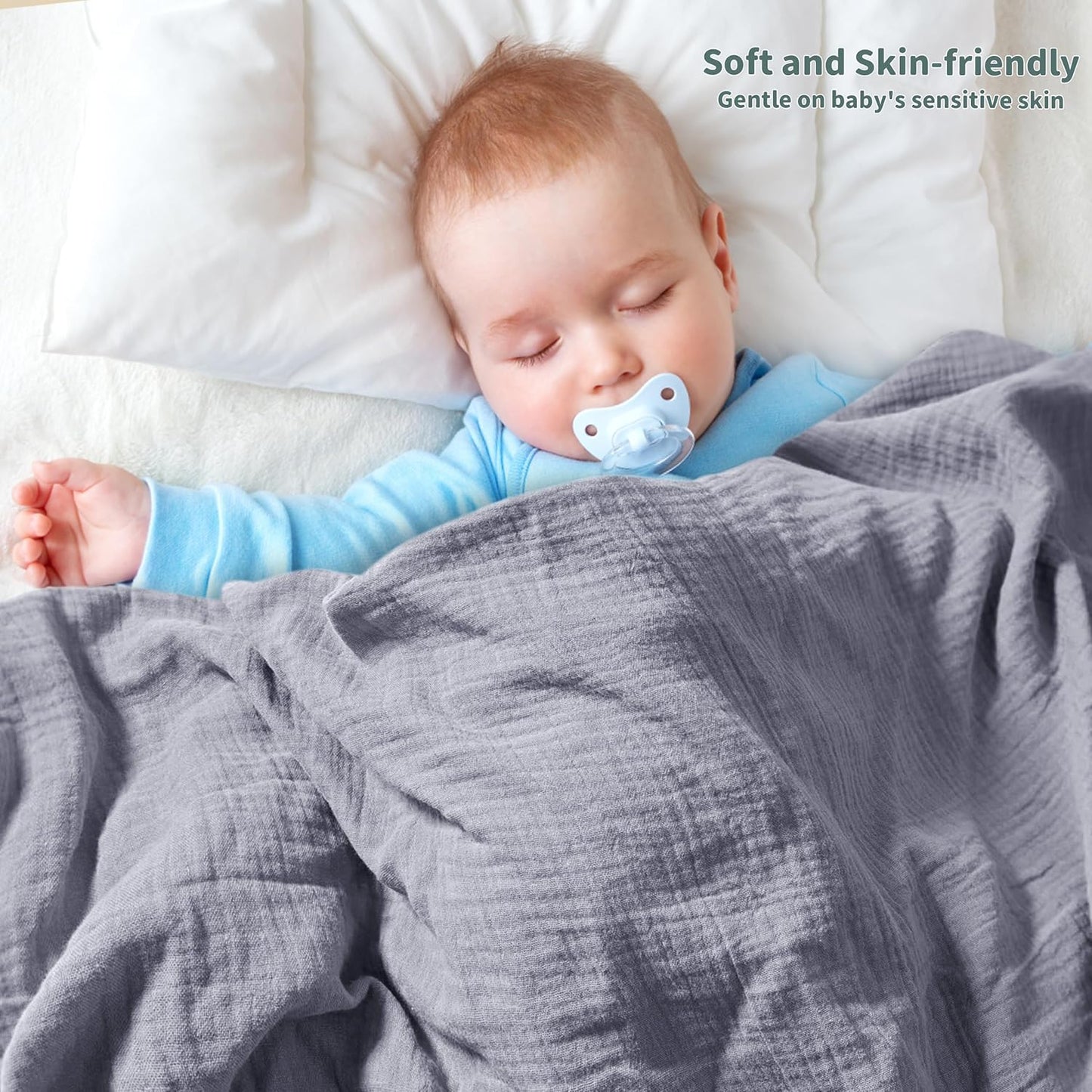 Muslin Swaddle Blankets for Newborn, 2 Pack Breathable Soft Receiving Blanket, Large 41 x 41 inches