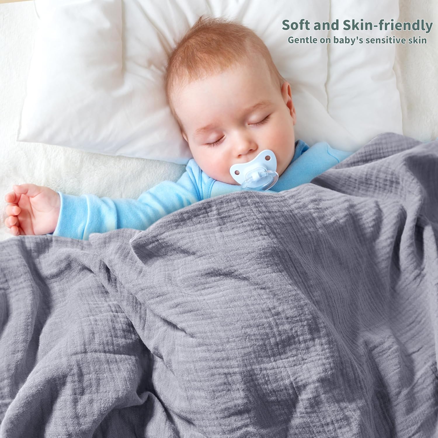 Muslin Swaddle Blankets for Newborn, 2 Pack Breathable Soft Receiving Blanket, Large 41 x 41 inches