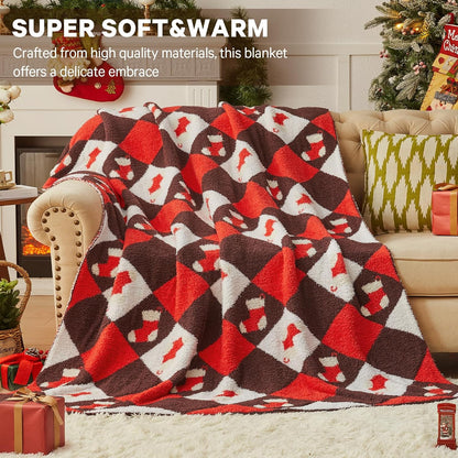 CYMULA Christmas Knit Throw Blanket - Super Soft Cozy Fuzzy Blankets for Couch, Sofa & Bed, Holiday