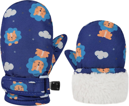 Toddler Gloves Kids Mittens Winter Warm Lined Fleece Gloves Waterproof Snow Baby Mitten for Boys Girls