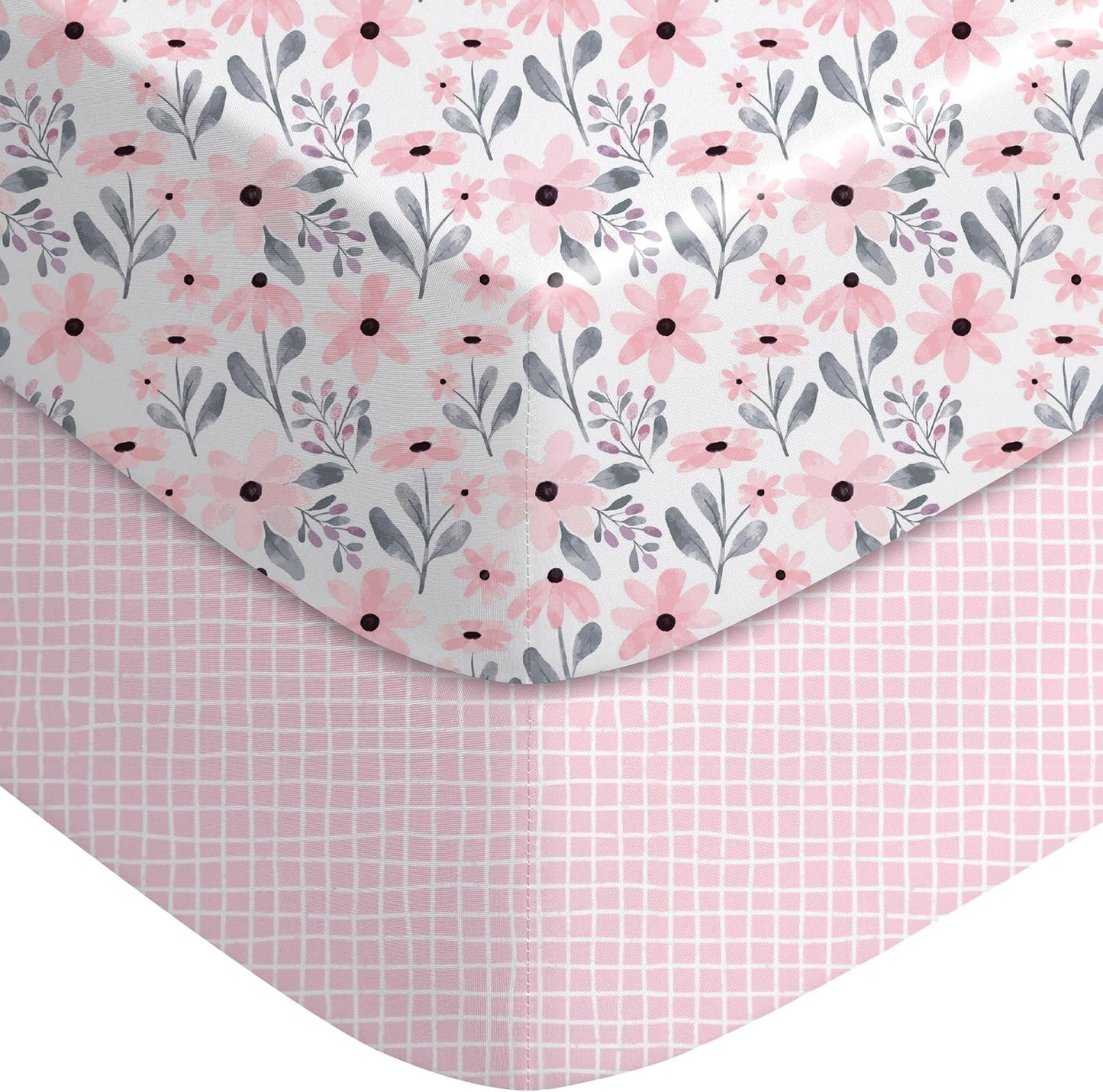 Yoofoss Pack and Play Sheets Girl 2 Pack, 38x26 Mini Crib Sheets Fitted for Baby Compatible with
