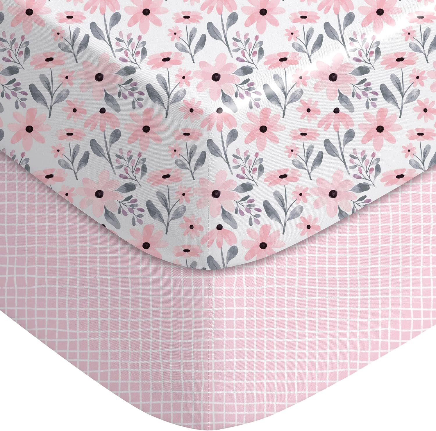Yoofoss Crib Sheets Girl 2 Pack, 52x28 Fitted Baby Crib Sheet Fits for Standard Crib and Toddler