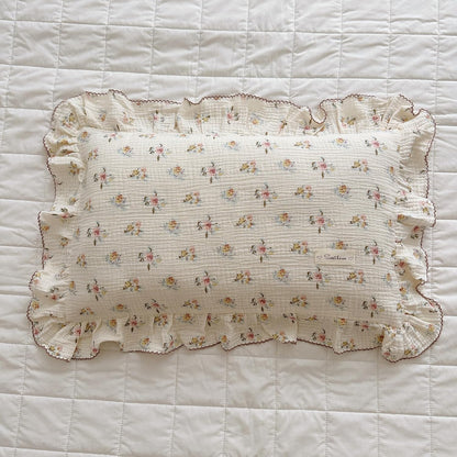 BuLuTu Cotton Muslin Kids Toddler Pillowcase with Cute Azalea Flowers Pattern Super Soft Crib Nursery Pillowcase for Boys,Girls,Bedding Decor Machine Washable, Durable Pillowcase,1 Piece,14"x20"