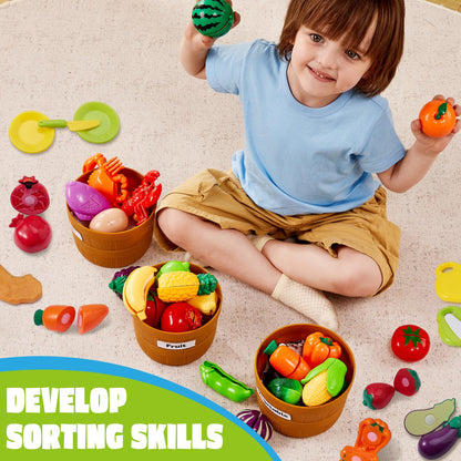 JOYIN Learning Toys Play Food Set for Toddlers, Cutting Food for Preschool Activities, Play Kitchen