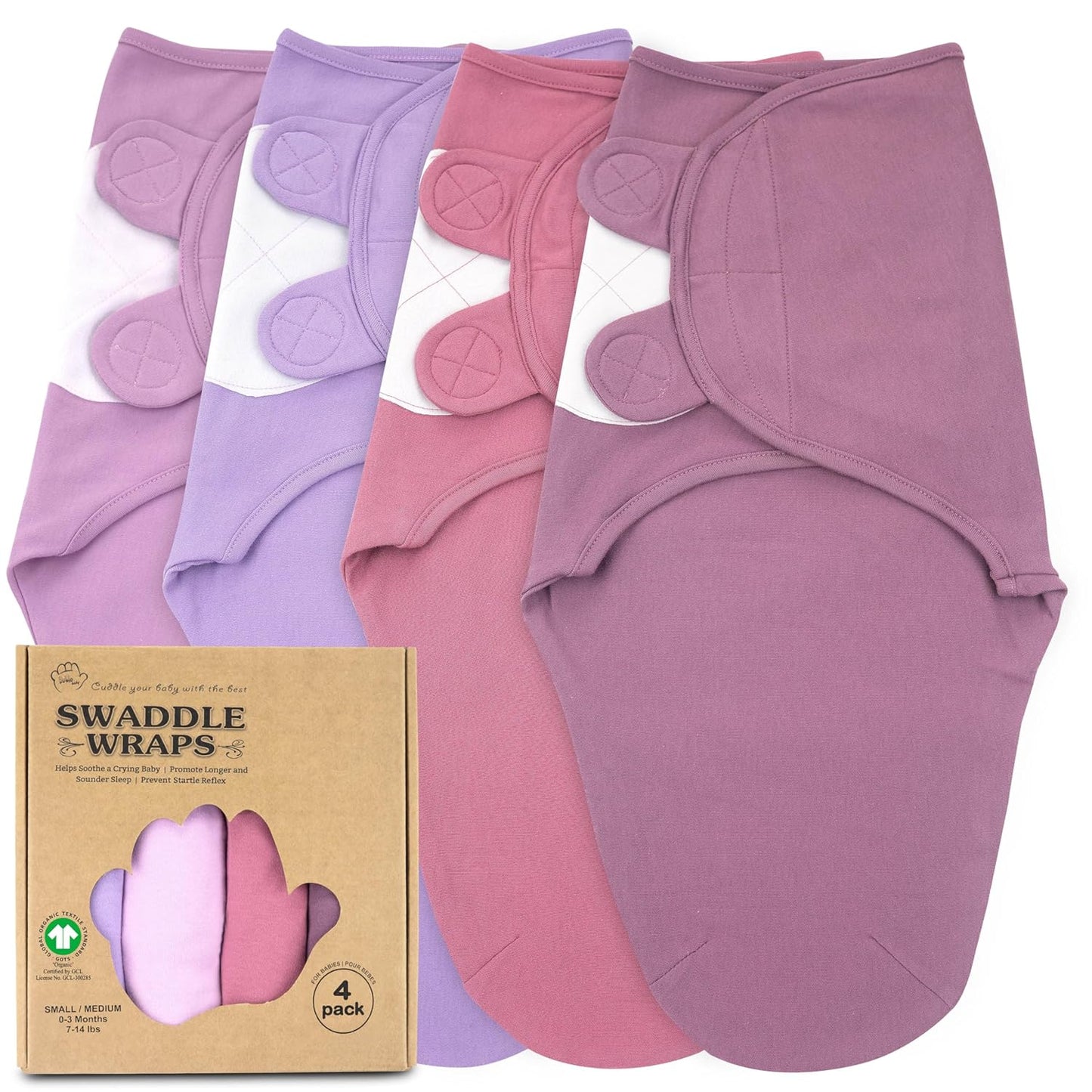 Bublo Baby Swaddles for Newborns – 4-Pack Infant Swaddles 0-3 Months – Adjustable Swaddle Sleep