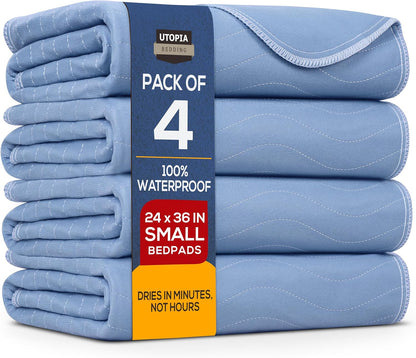 Utopia Bedding Washable Underpads 24" x 36" (Pack of 4), Waterproof Reusable Heavy Absorbency