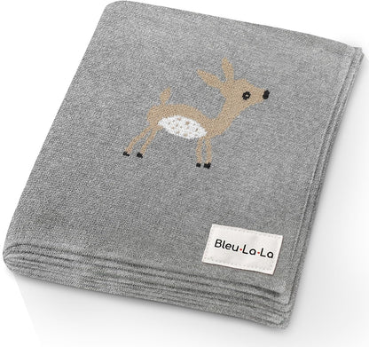 Knit Baby Swaddle Blanket - 100% Cotton Soft Cozy Receiving Swaddling Crib Stroller Quilt Blanket