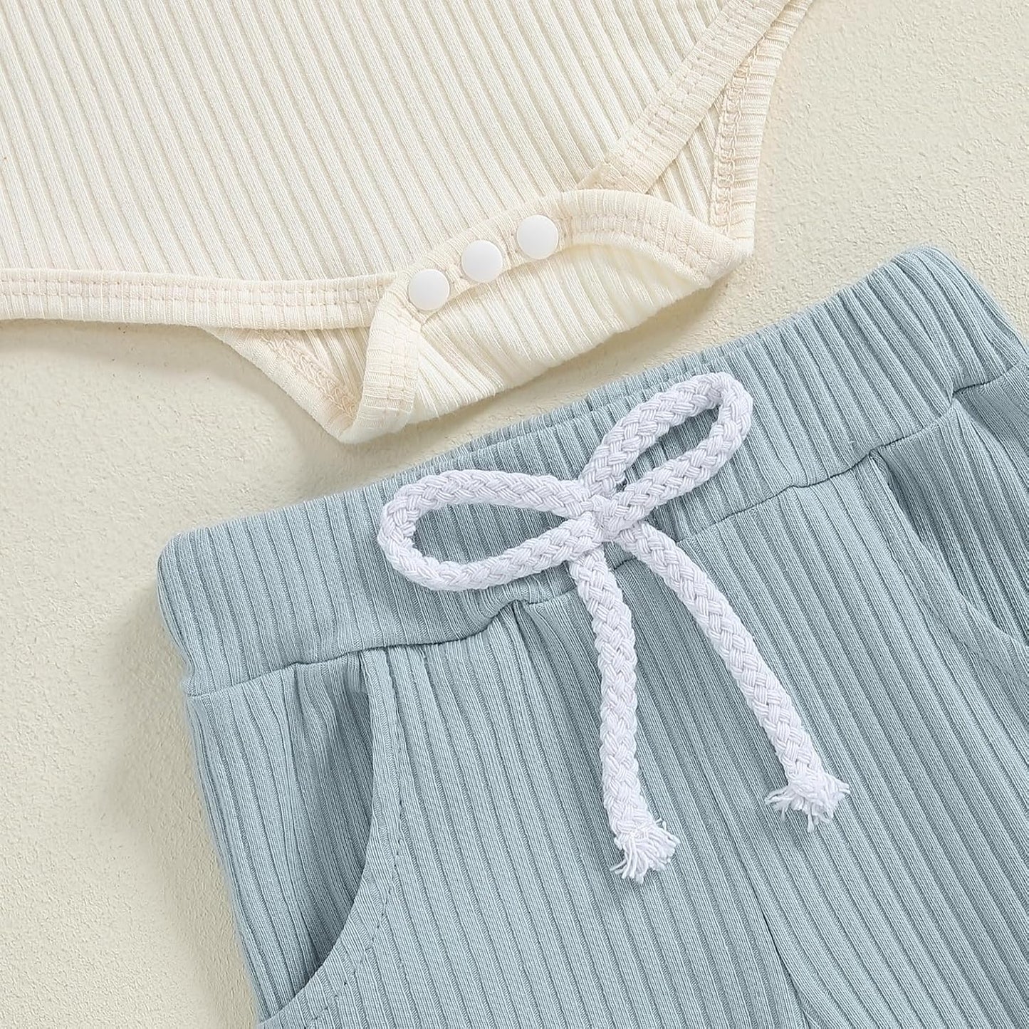 fhutpw Baby Boy Clothes 3 6 12 18 Months Ribbed Knitted Long Sleeve Romper and Pants Sets Newborn Fall Splicing Color Outfits