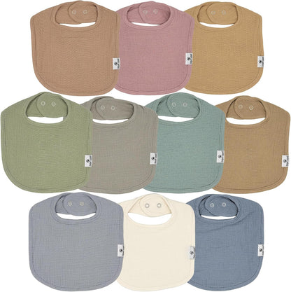 DiaperSquad's Baby Bibs for Drooling and Teething, Bibs for Boys, Baby Girl - Solid Cotton Baby Drool Bibs