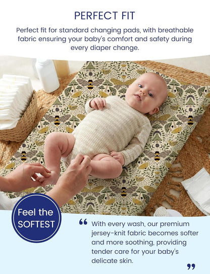 TotAha Premium Stretchy Changing Pad Cover, Buttery Soft Diaper Changing Pad Covers for Girls Boys, Super Stretchy Jersey Knit Changing Table Covers, 2 Pack