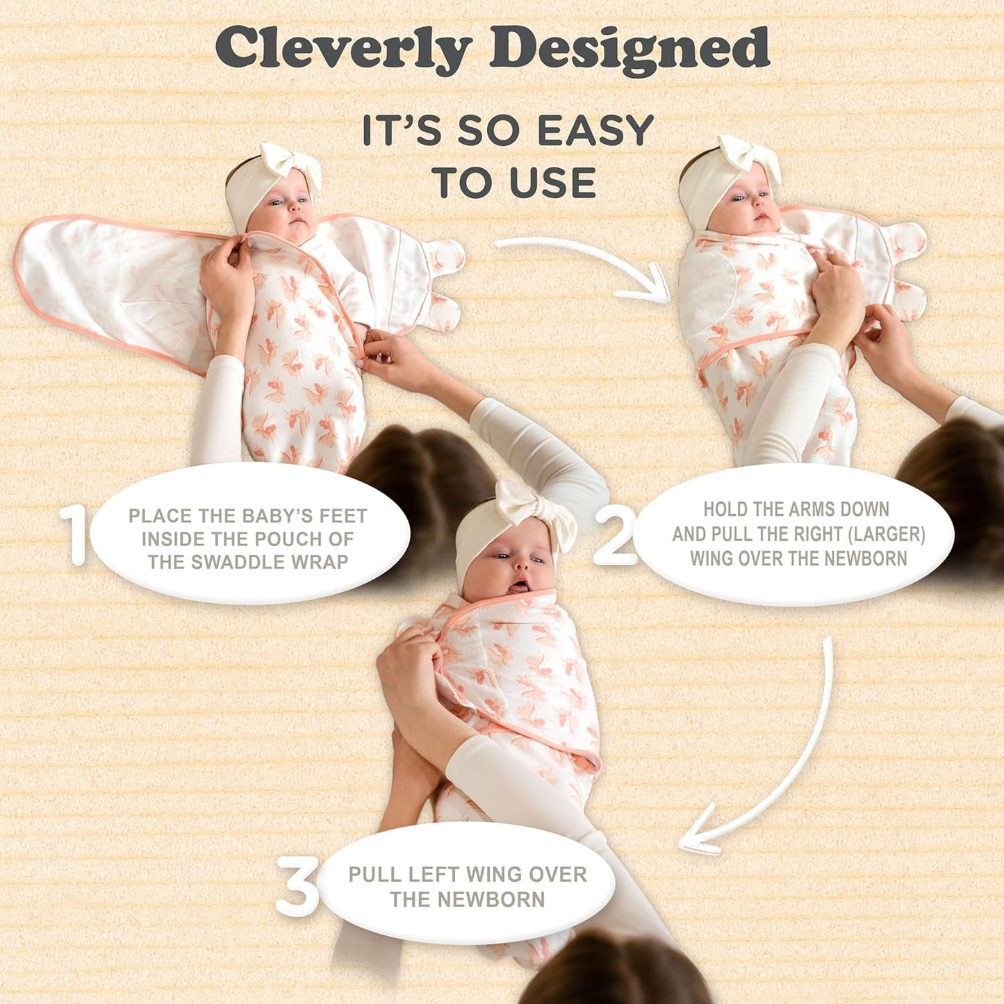 Bublo Baby Swaddles for Newborns – 3-Pack Infant Swaddles 0-3 Months – Adjustable Newborn Swaddle