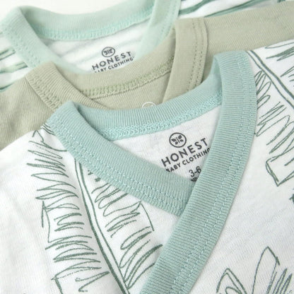 HonestBaby unisex-baby 3-pack Long Sleeve Side-snap Kimono Bodysuits Organic Cotton for Infant Baby Boys, Girls, Unisex
