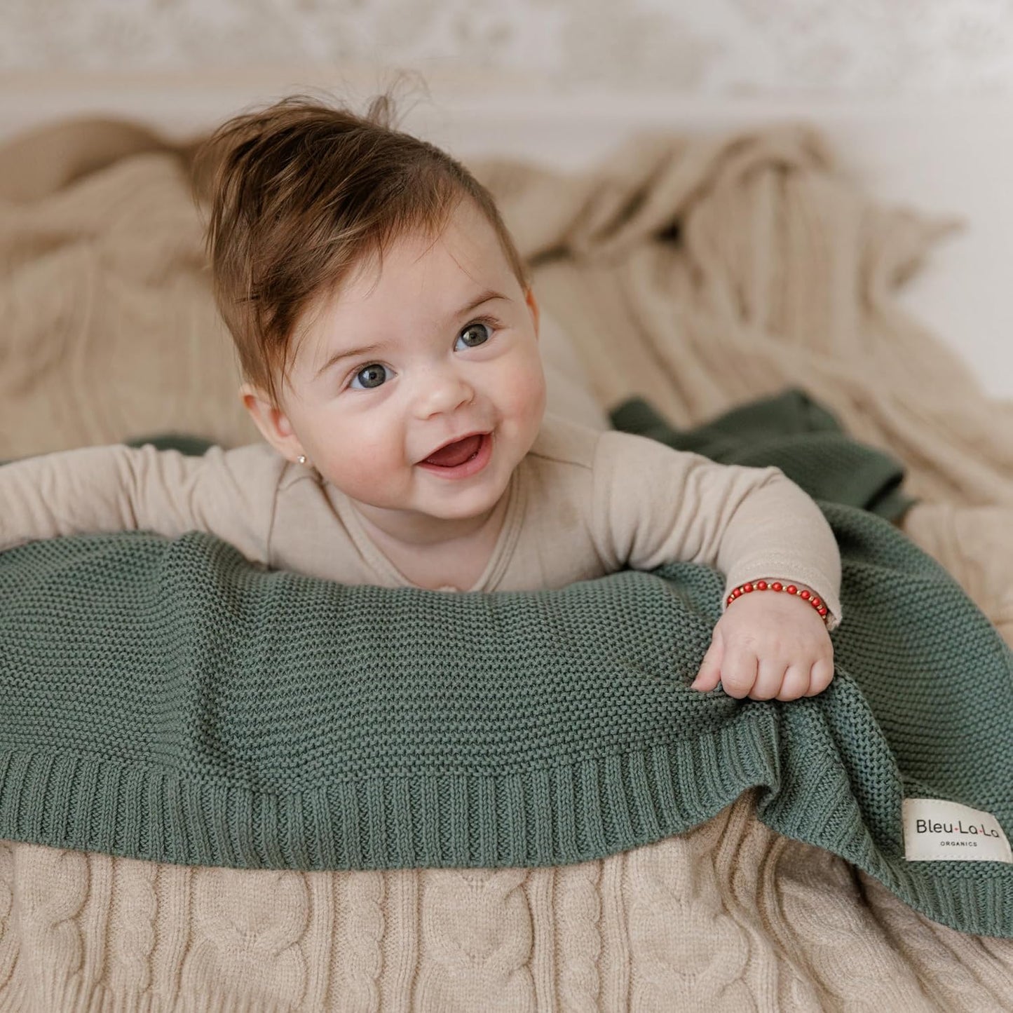 Heritage Knit 100% Organic Cotton Baby Swaddle Blanket for Boys and Girls - Soft Warm Cozy Unisex