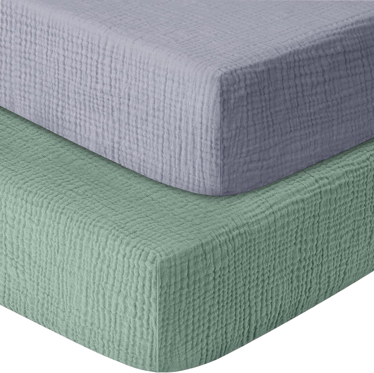 Muslin Crib Sheets for Boys Girls 100% Cotton Fitted Baby Crib Sheet 2 Pack Soft and Breathable for