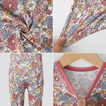pureborn Baby Viscose From Bamboo Pajamas Set Pjs - Kids Toddler Girl Snug Fit Viscose Sleepwear 2pcs 18M-8Y