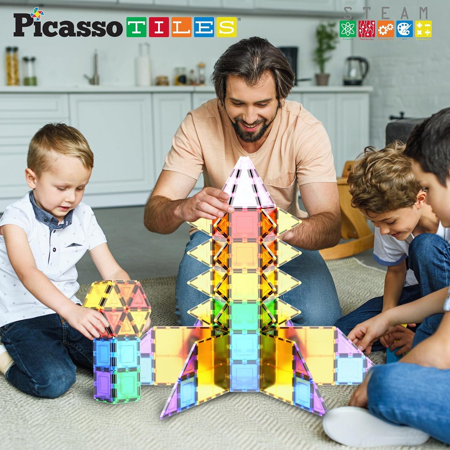 PicassoTiles 100 Piece Set 100pcs Magnet Building Tiles Clear Magnetic 3D Blocks Construction Playboards, Creativity Beyond Imagination, Inspirational, Recreational, Educational Conventional