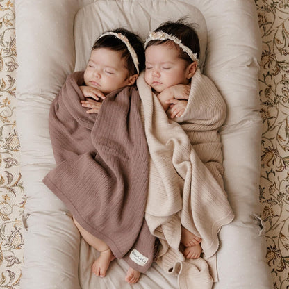Organic Ribbed Swaddle Blanket for Boys & Girls - 100% Luxury Organic Soft Cotton Knit Warm Cozy