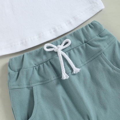 fhutpw Baby Toddler Boy Clothes Summer Outfits 6 12 18 24 Months Patchwork Short Sleeve T Shirt & Shorts Sets with Pockets